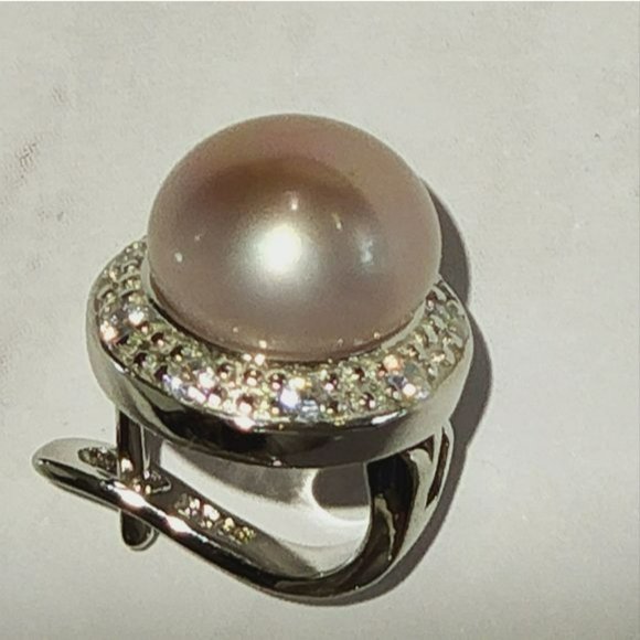 925 Sterling Silver Button Cultured Lavender Freshwater Pearl Leverback Earrings - Picture 8 of 10